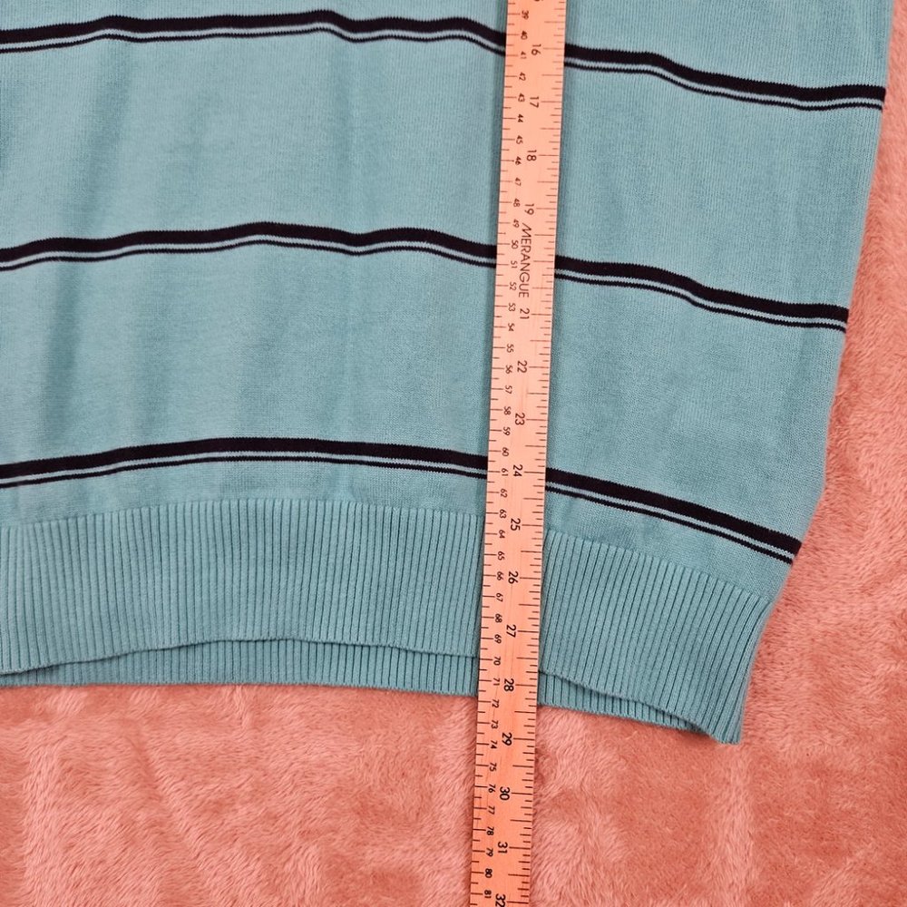 NWT Tommy Hilfiger Golf Style Sweater V-Neck Blue Black Stripes Men's Size L - Picture 5 of 10